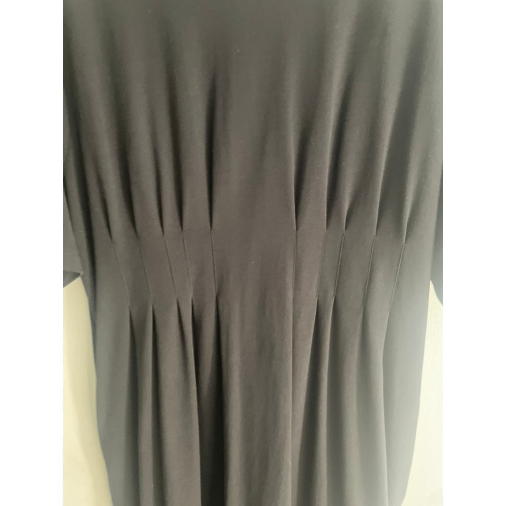 COS Black Pleated Waist Cotton Jersey Midi T-Shirt Dress Size L Short Sleeve - Picture 7 of 12